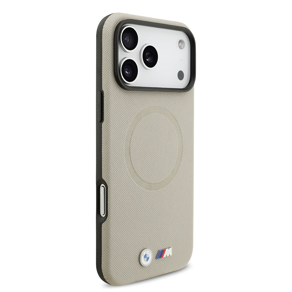 iPhone 17 Pro Max Kılıf BMW Orjinal Lisanslı M-safe Şarj Özellikli Metal Logolu Delikli M Dizayn Deri Kapak