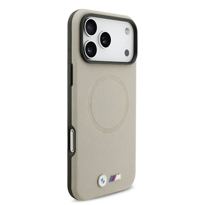 iPhone 17 Pro Max Kılıf BMW Orjinal Lisanslı M-safe Şarj Özellikli Metal Logolu Delikli M Dizayn Deri Kapak