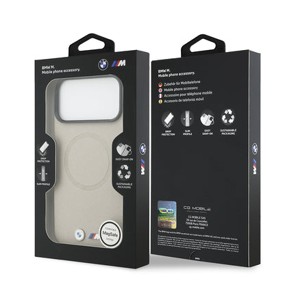 iPhone 17 Pro Max Kılıf BMW Orjinal Lisanslı M-safe Şarj Özellikli Metal Logolu Delikli M Dizayn Deri Kapak