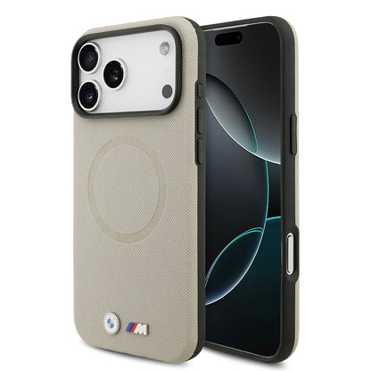 iPhone 17 Pro Max Kılıf BMW Orjinal Lisanslı M-safe Şarj Özellikli Metal Logolu Delikli M Dizayn Deri Kapak