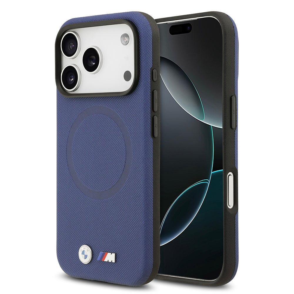 iPhone 17 Pro Max Kılıf BMW Orjinal Lisanslı M-safe Şarj Özellikli Metal Logolu Delikli M Dizayn Deri Kapak