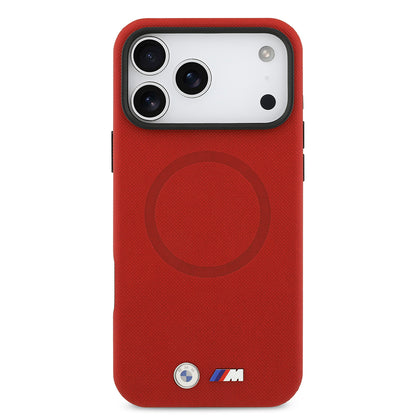 iPhone 17 Pro Max Kılıf BMW Orjinal Lisanslı M-safe Şarj Özellikli Metal Logolu Delikli M Dizayn Deri Kapak
