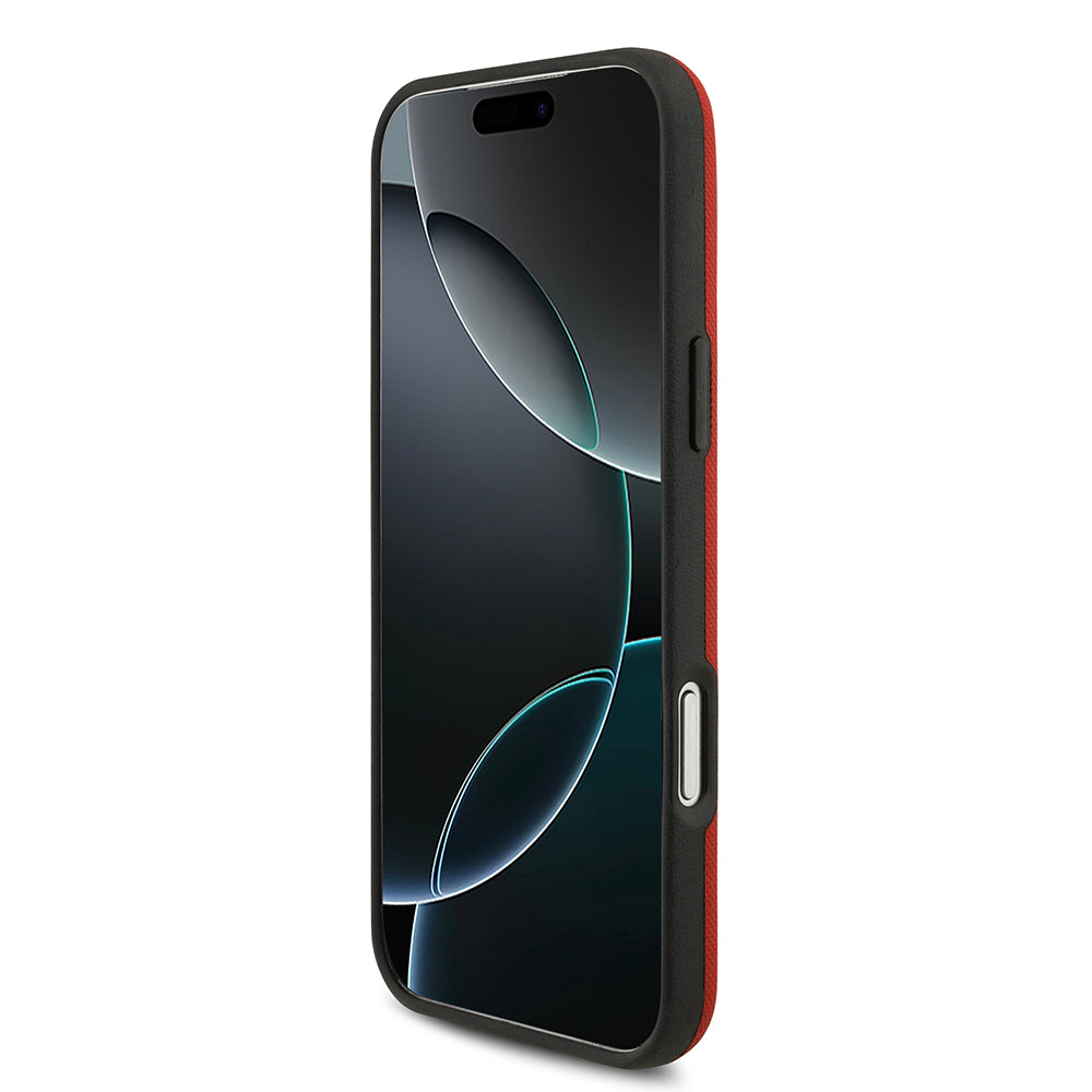 iPhone 17 Pro Max Kılıf BMW Orjinal Lisanslı M-safe Şarj Özellikli Metal Logolu Delikli M Dizayn Deri Kapak