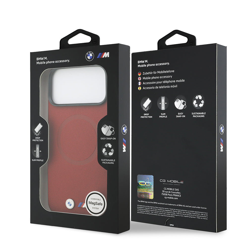 iPhone 17 Pro Max Kılıf BMW Orjinal Lisanslı M-safe Şarj Özellikli Metal Logolu Delikli M Dizayn Deri Kapak
