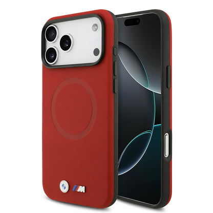 iPhone 17 Pro Max Kılıf BMW Orjinal Lisanslı M-safe Şarj Özellikli Metal Logolu Delikli M Dizayn Deri Kapak