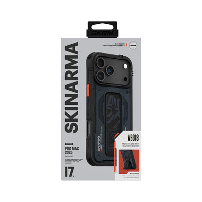 iPhone 17 Pro Max Kılıf Desenli Airbag Tasarımlı Standlı Skinarma Aegis Kapak