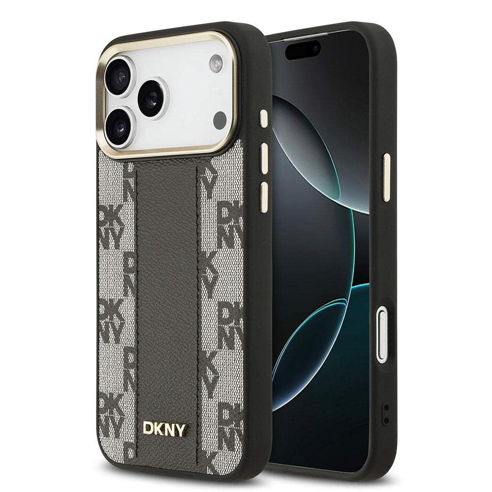 iPhone 17 Pro Max Kılıf DKNY Orjinal Lisanslı M-safe Şarj Özellikli 3D Yazılı Checkered Pattern Kapak