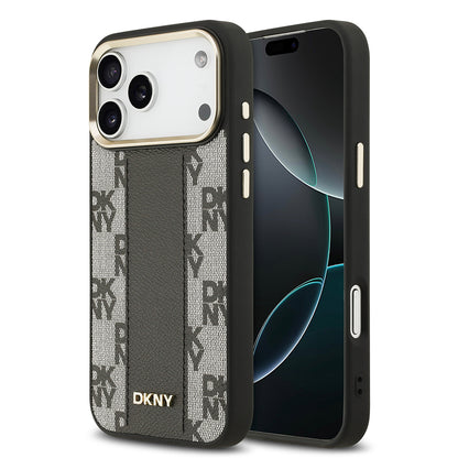 iPhone 17 Pro Max Kılıf DKNY Orjinal Lisanslı M-safe Şarj Özellikli 3D Yazılı Checkered Pattern Kapak