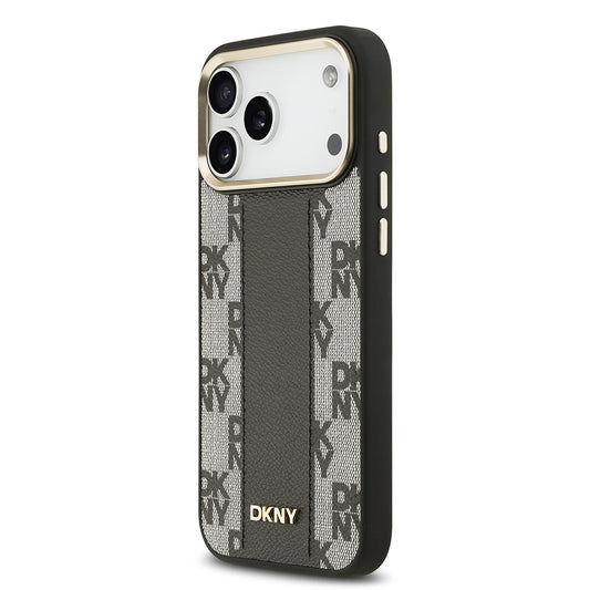 iPhone 17 Pro Max Kılıf DKNY Orjinal Lisanslı M-safe Şarj Özellikli 3D Yazılı Checkered Pattern Kapak