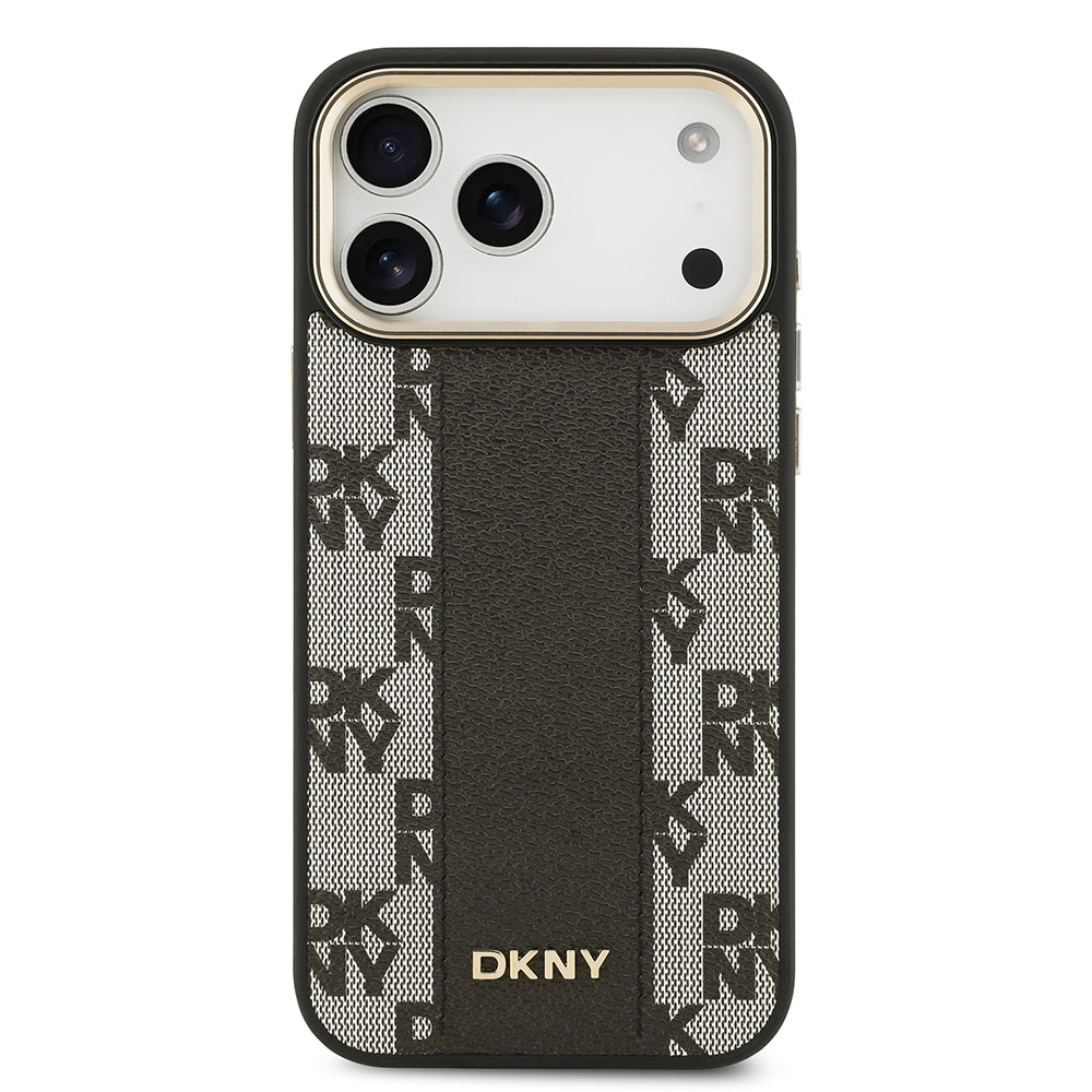 iPhone 17 Pro Max Kılıf DKNY Orjinal Lisanslı M-safe Şarj Özellikli 3D Yazılı Checkered Pattern Kapak