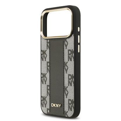 iPhone 17 Pro Max Kılıf DKNY Orjinal Lisanslı M-safe Şarj Özellikli 3D Yazılı Checkered Pattern Kapak