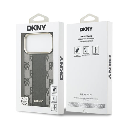 iPhone 17 Pro Max Kılıf DKNY Orjinal Lisanslı M-safe Şarj Özellikli 3D Yazılı Checkered Pattern Kapak