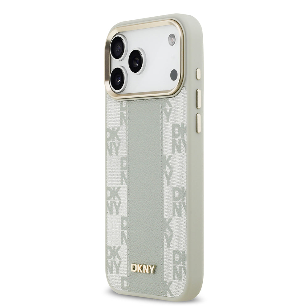 iPhone 17 Pro Max Kılıf DKNY Orjinal Lisanslı M-safe Şarj Özellikli 3D Yazılı Checkered Pattern Kapak
