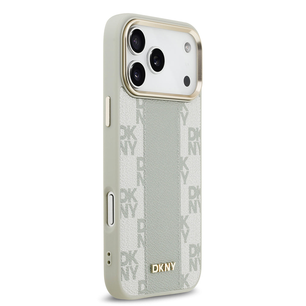 iPhone 17 Pro Max Kılıf DKNY Orjinal Lisanslı M-safe Şarj Özellikli 3D Yazılı Checkered Pattern Kapak