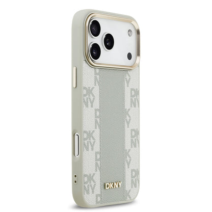 iPhone 17 Pro Max Kılıf DKNY Orjinal Lisanslı M-safe Şarj Özellikli 3D Yazılı Checkered Pattern Kapak