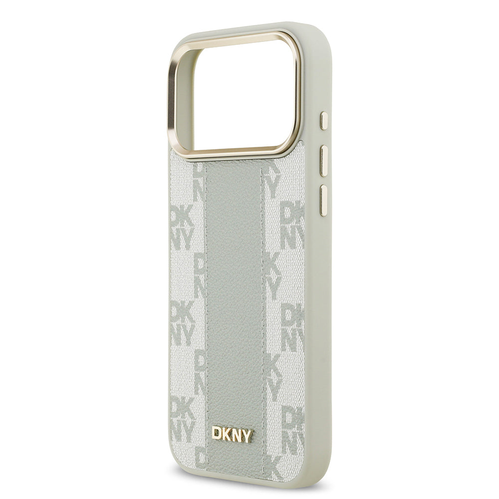 iPhone 17 Pro Max Kılıf DKNY Orjinal Lisanslı M-safe Şarj Özellikli 3D Yazılı Checkered Pattern Kapak