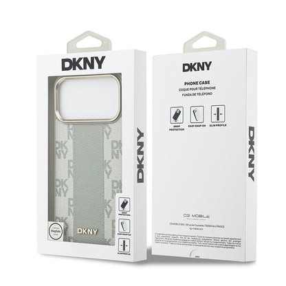 iPhone 17 Pro Max Kılıf DKNY Orjinal Lisanslı M-safe Şarj Özellikli 3D Yazılı Checkered Pattern Kapak