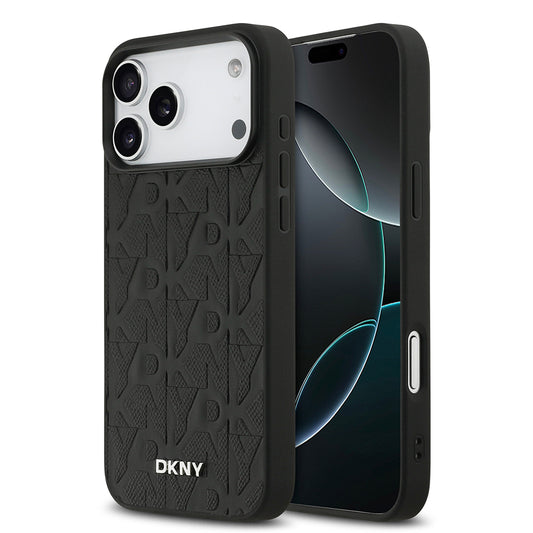 iPhone 17 Pro Max Kılıf DKNY Orjinal Lisanslı M-safe Şarj Özellikli 3D Yazılı Grid Pattern Kapak