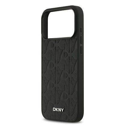 Apple iPhone 17 Pro Max Kılıf DKNY Orjinal Lisanslı M-safe Şarj Özellikli 3D Yazılı Grid Pattern Kapak