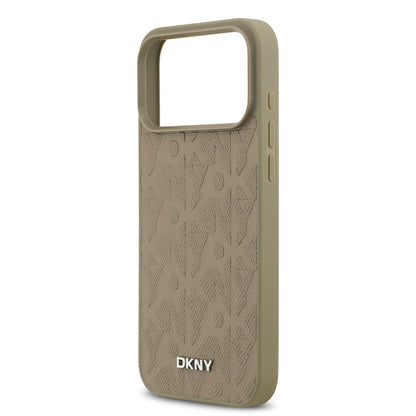 Apple iPhone 17 Pro Max Kılıf DKNY Orjinal Lisanslı M-safe Şarj Özellikli 3D Yazılı Grid Pattern Kapak