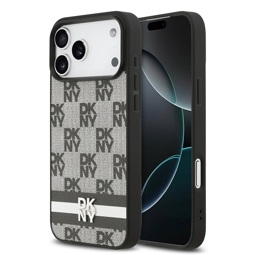 iPhone 17 Pro Max Kılıf DKNY Orjinal Lisanslı M-safe Şarj Özellikli 3D Yazılı Metal Logolu Kapak