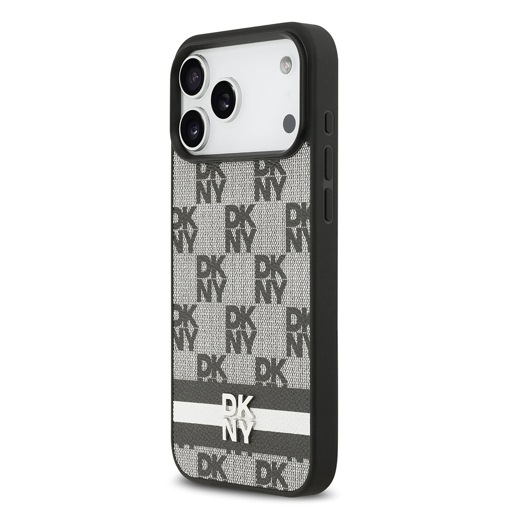iPhone 17 Pro Max Kılıf DKNY Orjinal Lisanslı M-safe Şarj Özellikli 3D Yazılı Metal Logolu Kapak