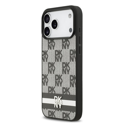 iPhone 17 Pro Max Kılıf DKNY Orjinal Lisanslı M-safe Şarj Özellikli 3D Yazılı Metal Logolu Kapak