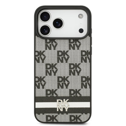 iPhone 17 Pro Max Kılıf DKNY Orjinal Lisanslı M-safe Şarj Özellikli 3D Yazılı Metal Logolu Kapak