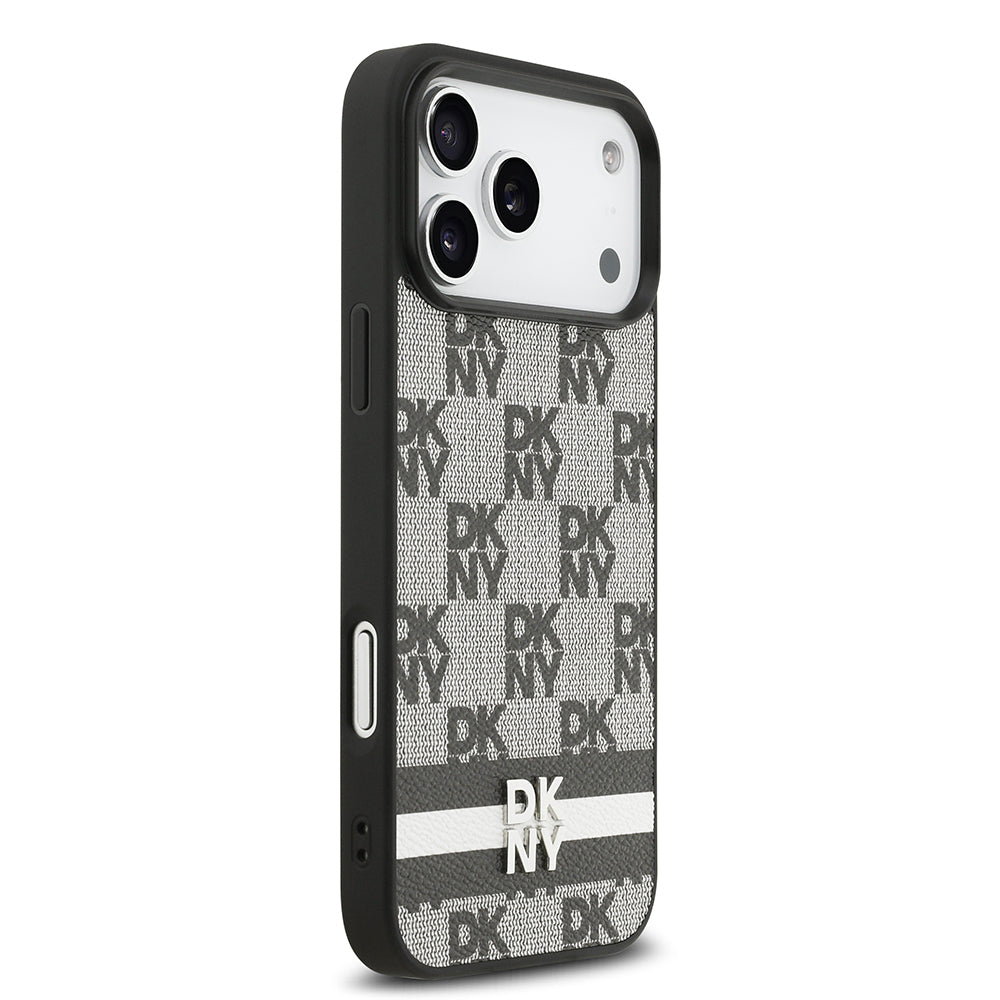 iPhone 17 Pro Max Kılıf DKNY Orjinal Lisanslı M-safe Şarj Özellikli 3D Yazılı Metal Logolu Kapak