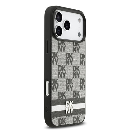 iPhone 17 Pro Max Kılıf DKNY Orjinal Lisanslı M-safe Şarj Özellikli 3D Yazılı Metal Logolu Kapak