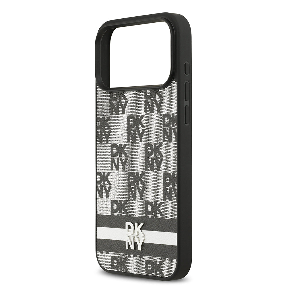 iPhone 17 Pro Max Kılıf DKNY Orjinal Lisanslı M-safe Şarj Özellikli 3D Yazılı Metal Logolu Kapak