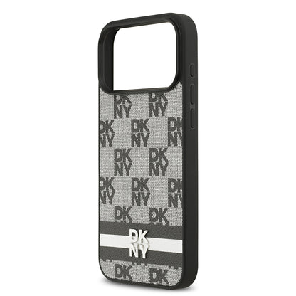 iPhone 17 Pro Max Kılıf DKNY Orjinal Lisanslı M-safe Şarj Özellikli 3D Yazılı Metal Logolu Kapak