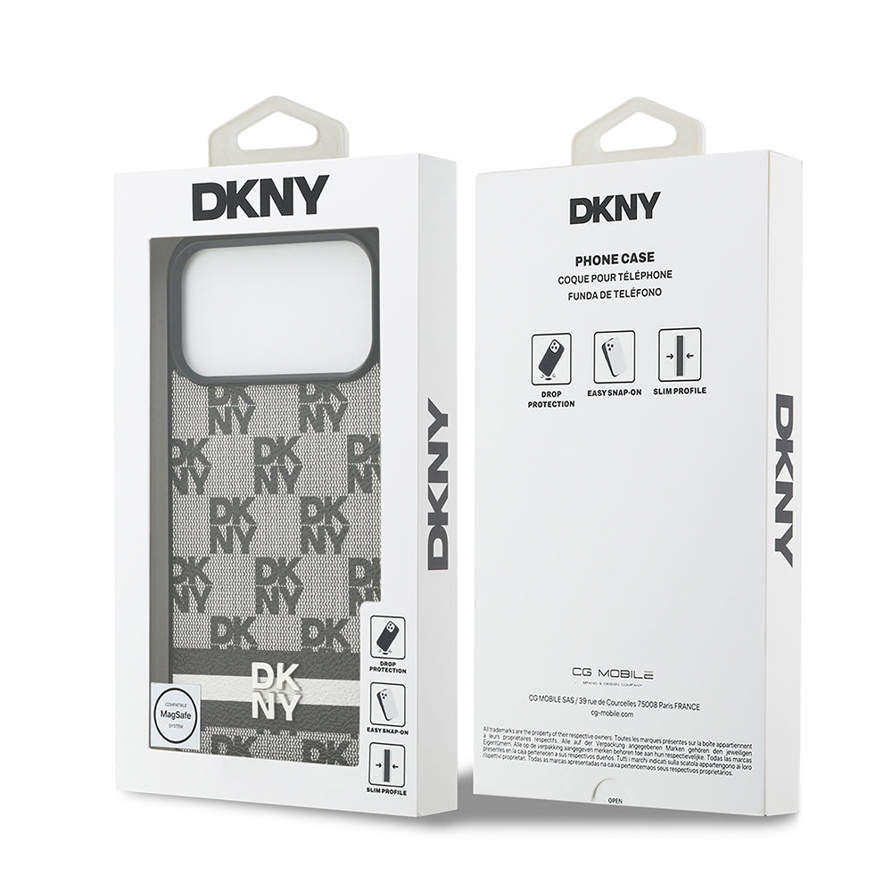 iPhone 17 Pro Max Kılıf DKNY Orjinal Lisanslı M-safe Şarj Özellikli 3D Yazılı Metal Logolu Kapak