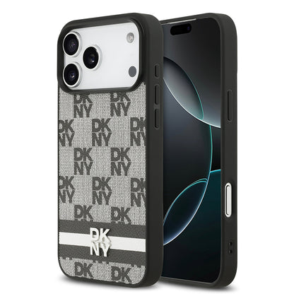 iPhone 17 Pro Max Kılıf DKNY Orjinal Lisanslı M-safe Şarj Özellikli 3D Yazılı Metal Logolu Kapak
