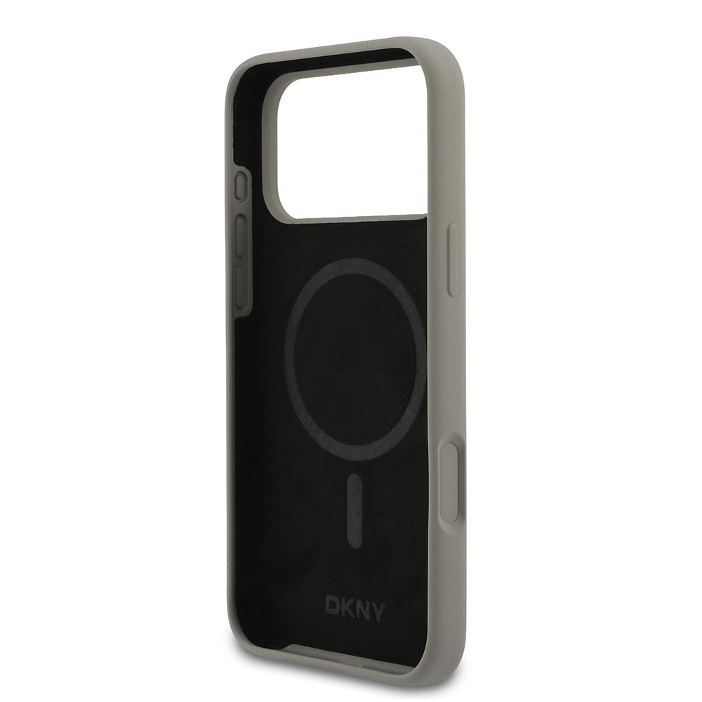 iPhone 17 Pro Max Kılıf DKNY Orjinal Lisanslı M-safe Şarj Özellikli Metal Logolu Silikon Kapak