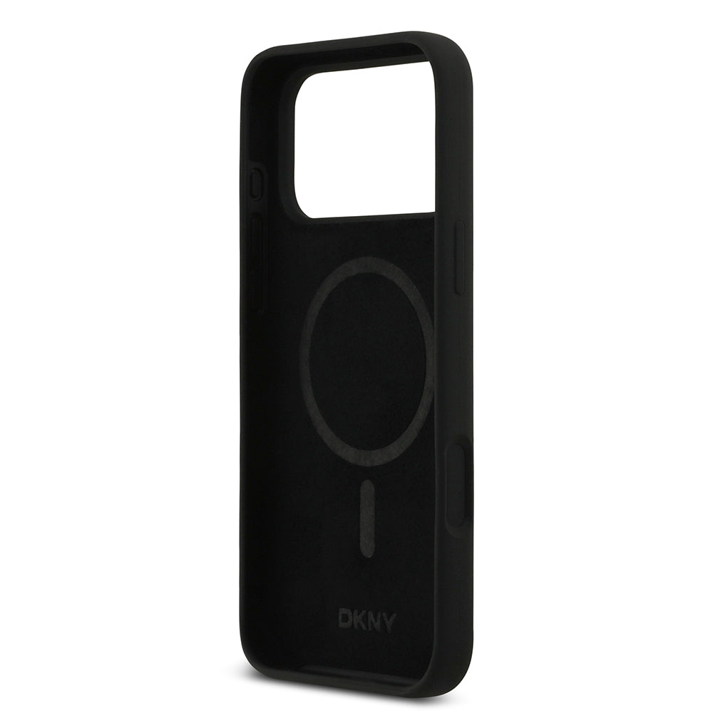 iPhone 17 Pro Max Kılıf DKNY Orjinal Lisanslı M-safe Şarj Özellikli Metal Logolu Silikon Kapak