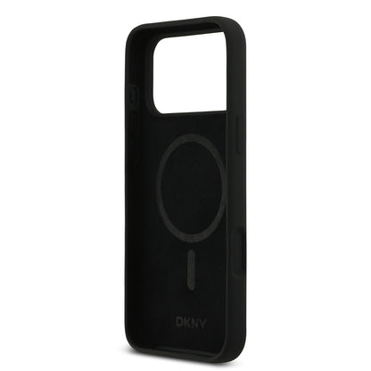 iPhone 17 Pro Max Kılıf DKNY Orjinal Lisanslı M-safe Şarj Özellikli Metal Logolu Silikon Kapak