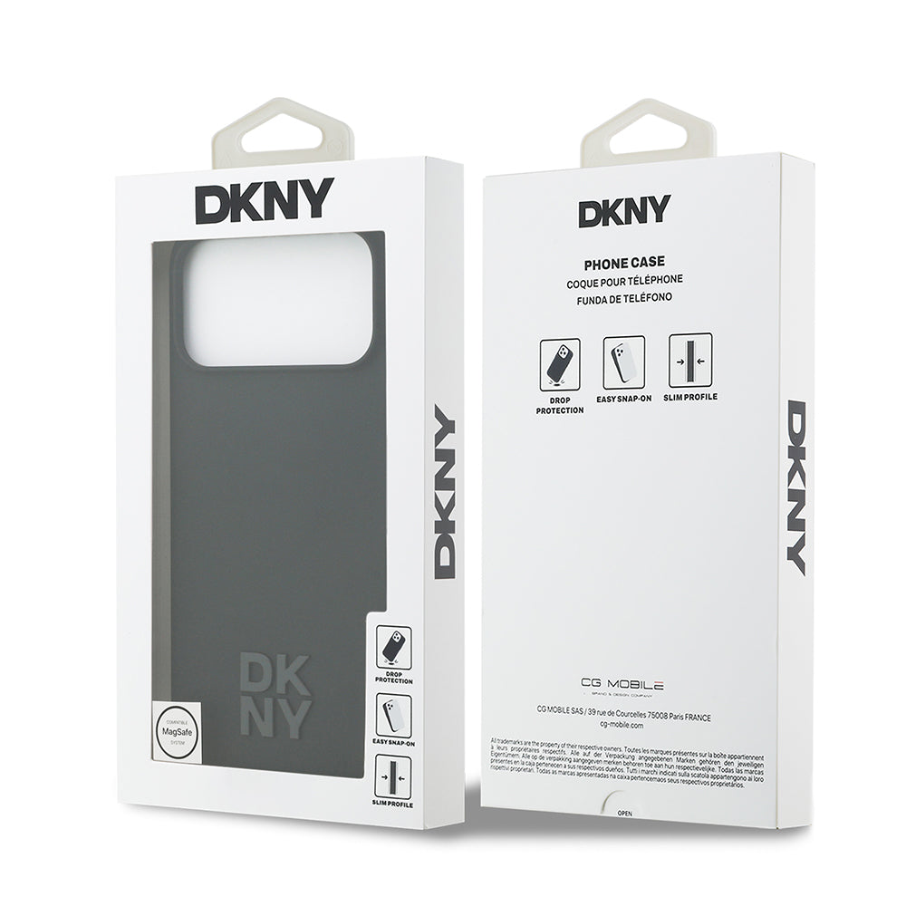 iPhone 17 Pro Max Kılıf DKNY Orjinal Lisanslı M-safe Şarj Özellikli Metal Logolu Silikon Kapak
