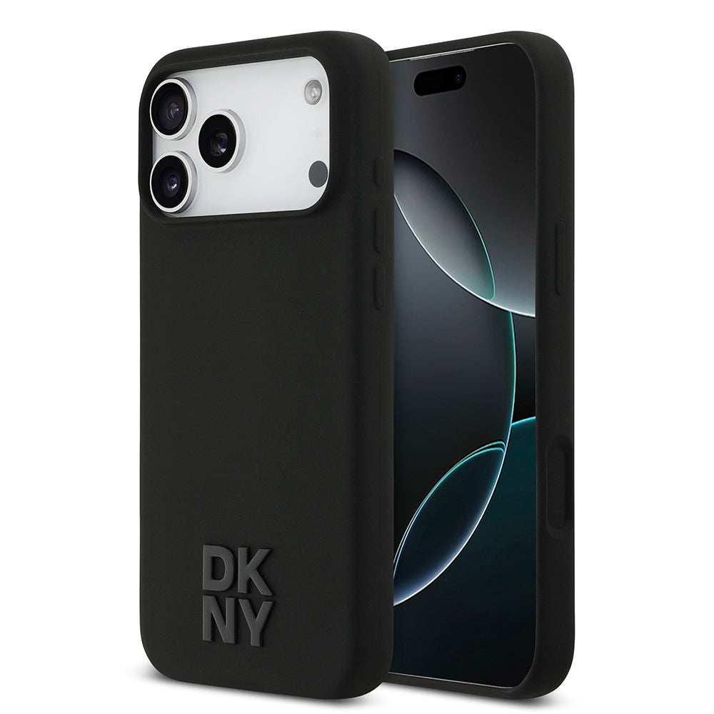 iPhone 17 Pro Max Kılıf DKNY Orjinal Lisanslı M-safe Şarj Özellikli Metal Logolu Silikon Kapak