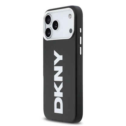 iPhone 17 Pro Max Kılıf DKNY Orjinal Lisanslı M-safe Şarj Özellikli PU Büyük Dikey Logolu Kapak