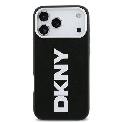 iPhone 17 Pro Max Kılıf DKNY Orjinal Lisanslı M-safe Şarj Özellikli PU Büyük Dikey Logolu Kapak