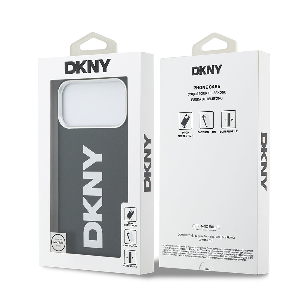 iPhone 17 Pro Max Kılıf DKNY Orjinal Lisanslı M-safe Şarj Özellikli PU Büyük Dikey Logolu Kapak