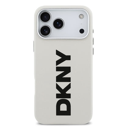 iPhone 17 Pro Max Kılıf DKNY Orjinal Lisanslı M-safe Şarj Özellikli PU Büyük Dikey Logolu Kapak