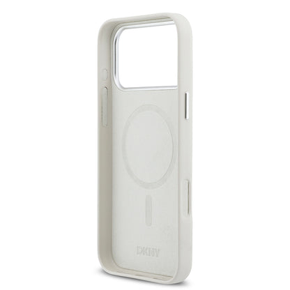 iPhone 17 Pro Max Kılıf DKNY Orjinal Lisanslı M-safe Şarj Özellikli PU Büyük Dikey Logolu Kapak