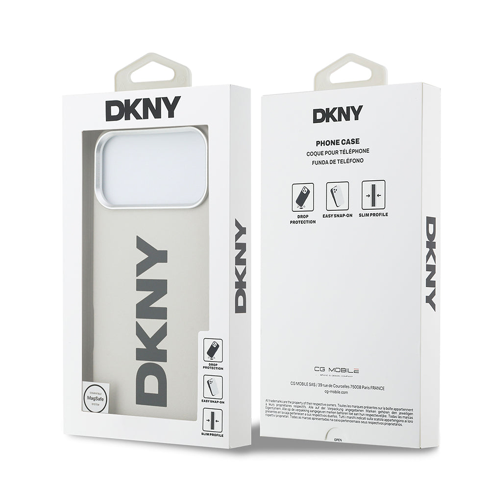 iPhone 17 Pro Max Kılıf DKNY Orjinal Lisanslı M-safe Şarj Özellikli PU Büyük Dikey Logolu Kapak