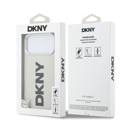 iPhone 17 Pro Max Kılıf DKNY Orjinal Lisanslı M-safe Şarj Özellikli PU Büyük Dikey Logolu Kapak