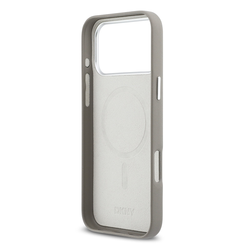 iPhone 17 Pro Max Kılıf DKNY Orjinal Lisanslı M-safe Şarj Özellikli PU Büyük Dikey Logolu Kapak