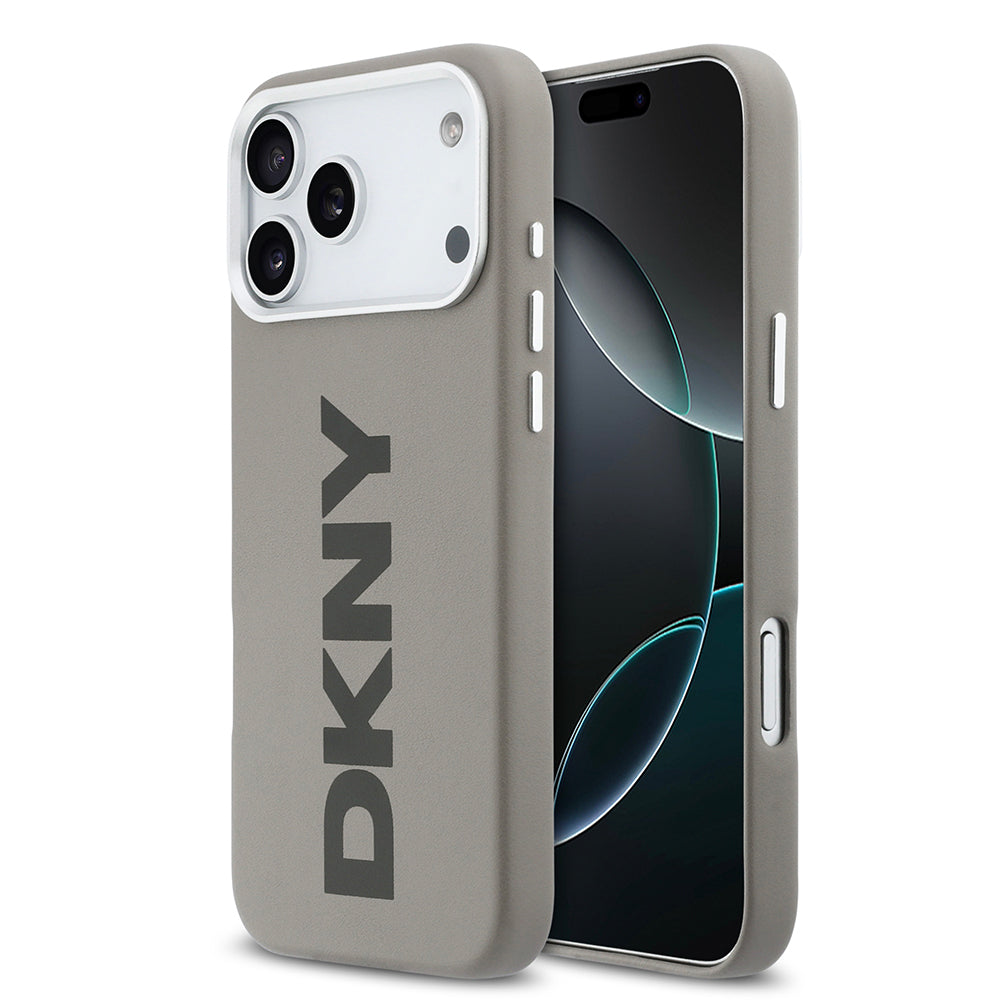 iPhone 17 Pro Max Kılıf DKNY Orjinal Lisanslı M-safe Şarj Özellikli PU Büyük Dikey Logolu Kapak
