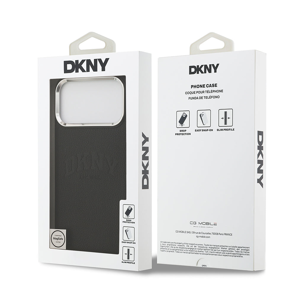 iPhone 17 Pro Max Kılıf DKNY Orjinal Lisanslı M-safe Şarj Özellikli PU Deri Kabartmalı Kapak