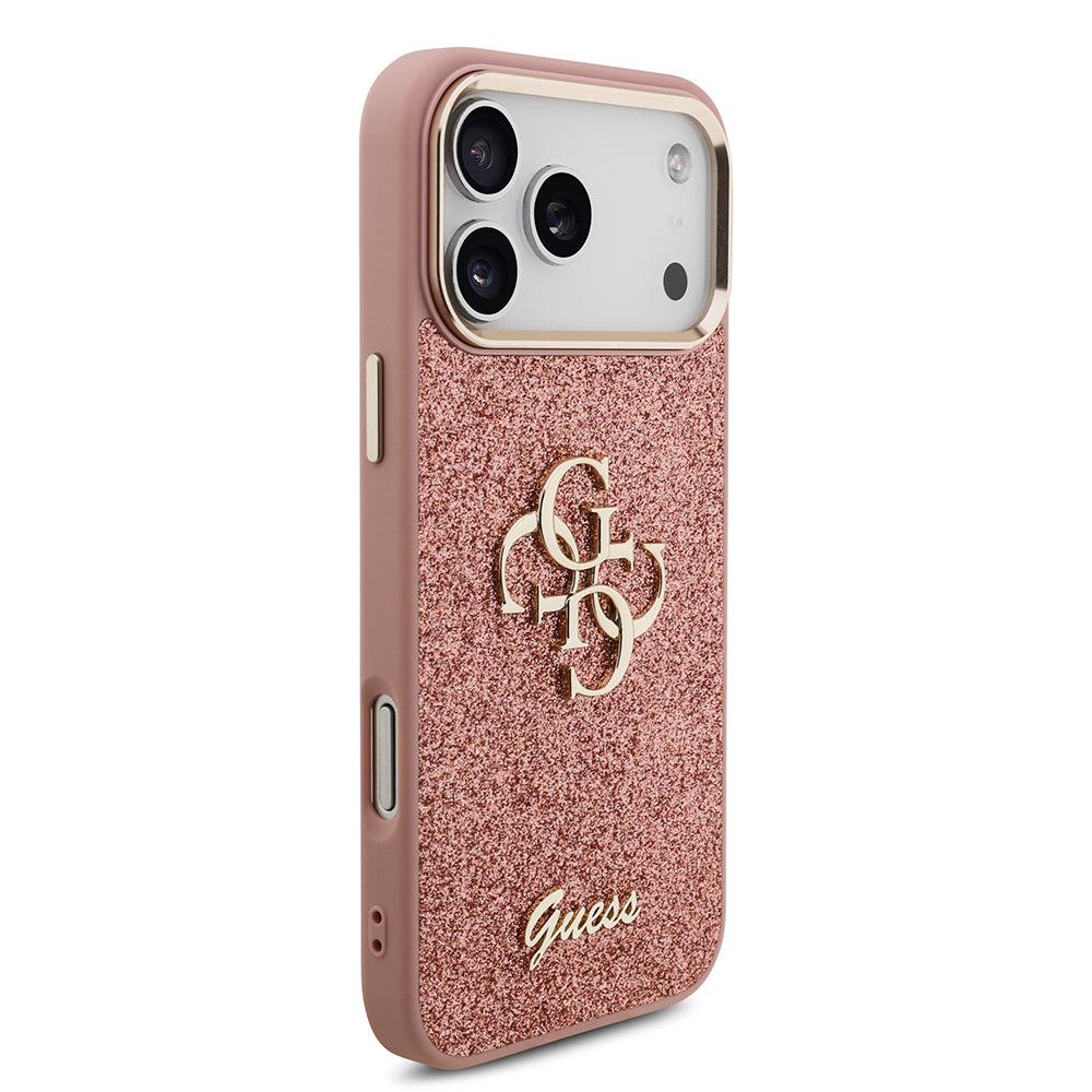 iPhone 17 Pro Max Kılıf Guess Orjinal Lisanslı 4G Büyük Metal Kamera Çerçeveli ve Logolu Glitter Kapak